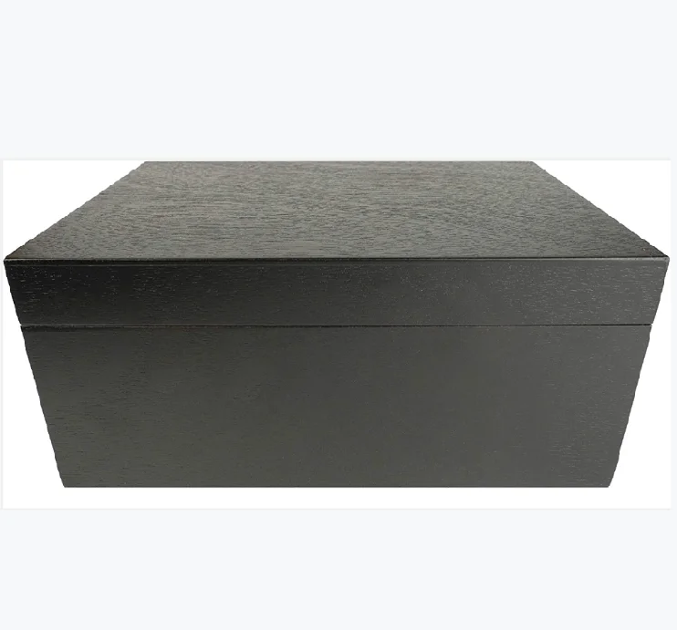 Large Wooden Storage Box with Hinged Lid Black Stash Box  Decorative boxes with lids(Matte Black)