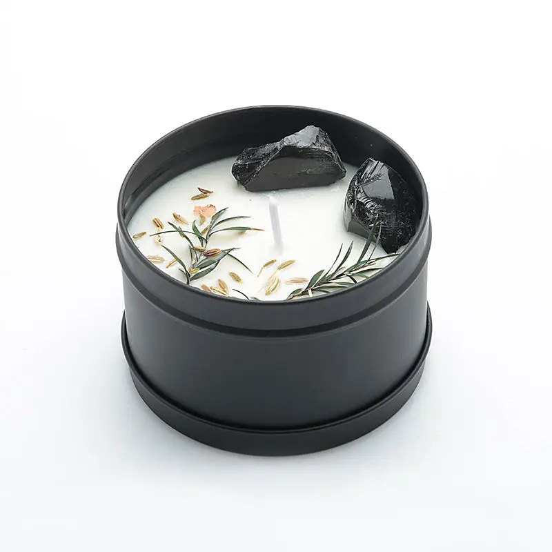 Luxury Custom Private Label Velas Dried Flowers Healing Crystal Aromatherapy Scented Candle/Candels