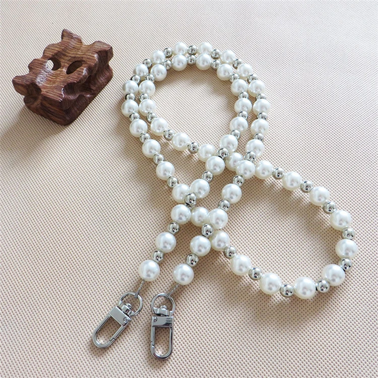 120CM DIY Round Imitation Pearl Bead Replacement Chain Strap,Creatiee Handbag Chains Accessories Purse Shoulder Cross Body Strap
