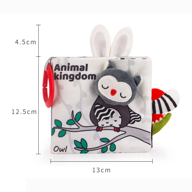 Black and white tail cloth book baby early education palm Book ring paper toy T034