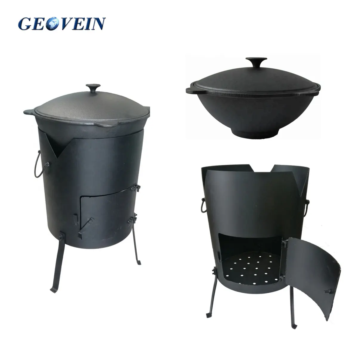 Pre-seasoned New Type 15L Asian Cast Iron Kazan Pot for Camping