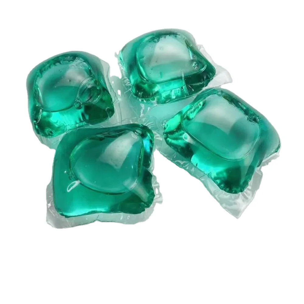 Low foam washing pods in 1 detergent packets laundry condensate beads