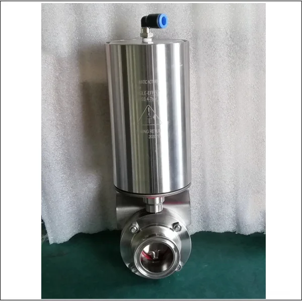 Sanitary Tri Clamped Butterfly Valve Stainless Steel Single Action Pneumatic Actuator Butterfly Valve