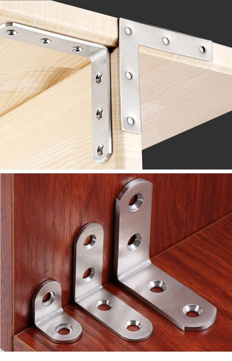 Furniture Hardware L Shape Steel Flat Angle Bracket Iron Metal Cabinet Frame Corner Bracket Fastener Steel Flat Angle Bracket