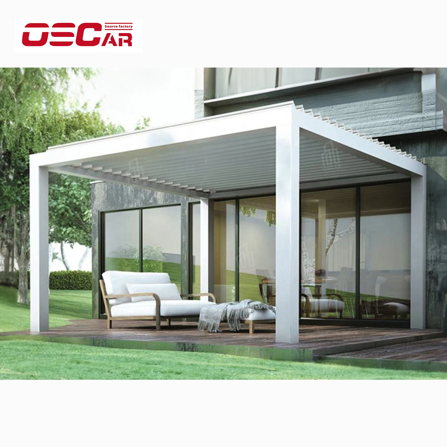 Custom Retractable Louvered Roof Balcony Pergola Gazebo Courtyard summerhouses Sunshade Patio aluminum Pergola canopy for sale