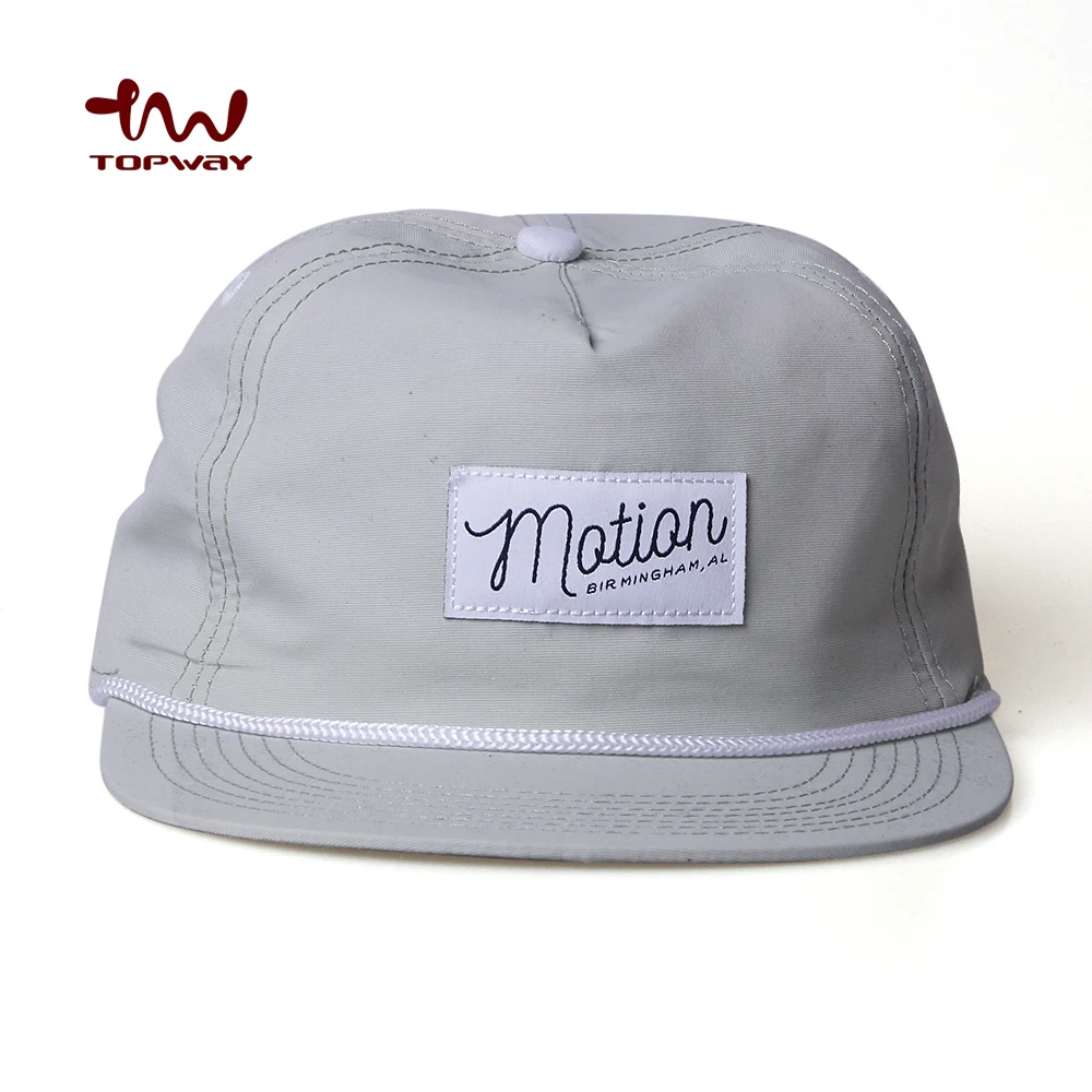 Custom Logo Quick Dry 5 Panel Flat Bill Snapback Cap Hats Manufacturer With Rope
