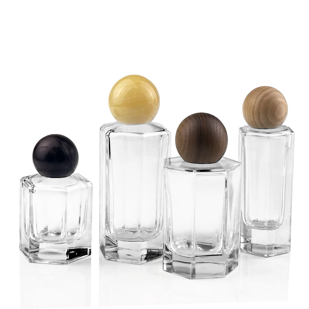 50ml 100ml heavy weight thick bottom luxury special polygonal shape arabic style perfume bottle and cap set