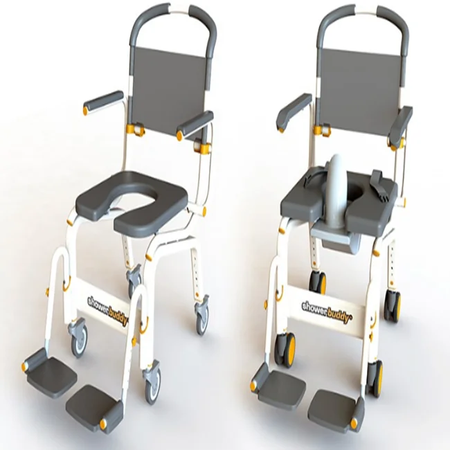 Hot Selling roll-in shower chair aluminum commode chair with wheels