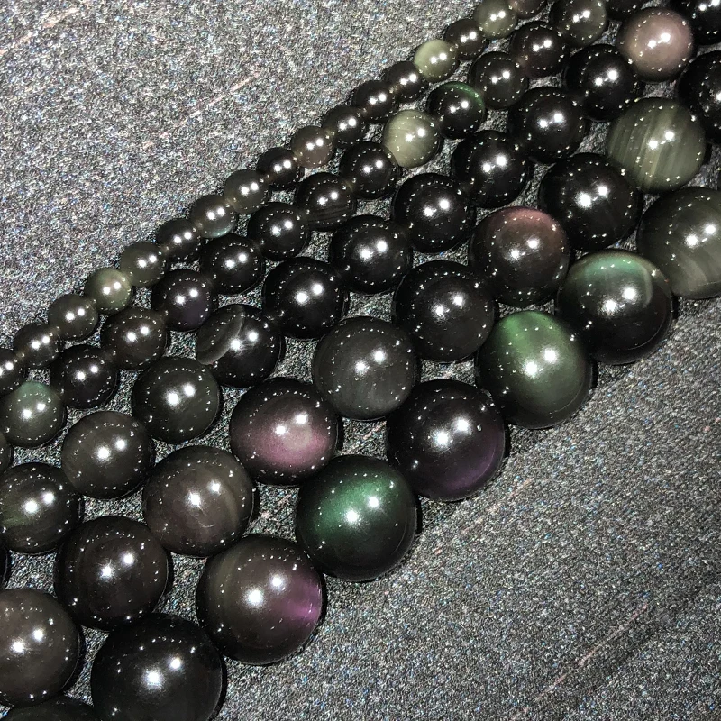 8mm round rainbow color obsidian loose stone beads