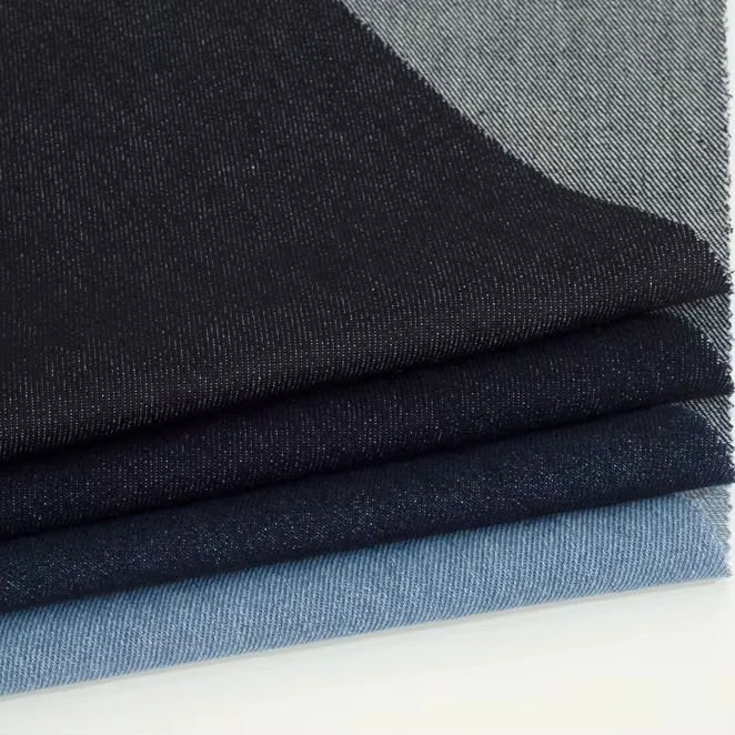 M1611# Sample card wholesale yarn dyed linen denim fabric 342g denim linen fabric for clothing