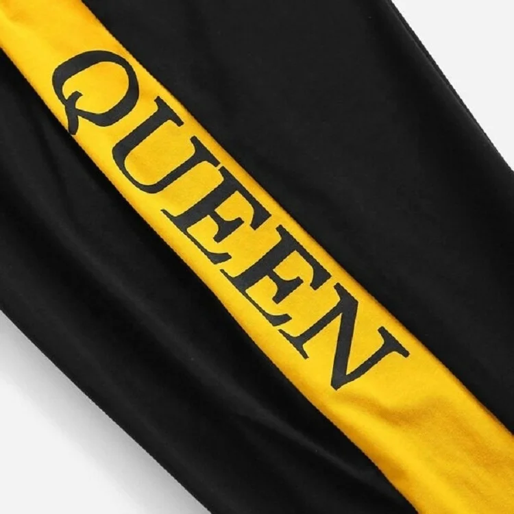 Manufacturer Custom Jogging Sets Patchwork Teen Girls Crop Top & Pants Set Letter Graphic Color Block Printing for Women Adults