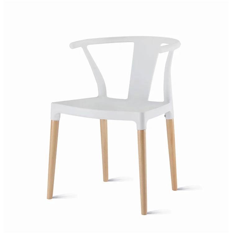 China factory plastic Polypropylene single seat Cheap Beech Wood Legs chair stacking packing outdoor chair