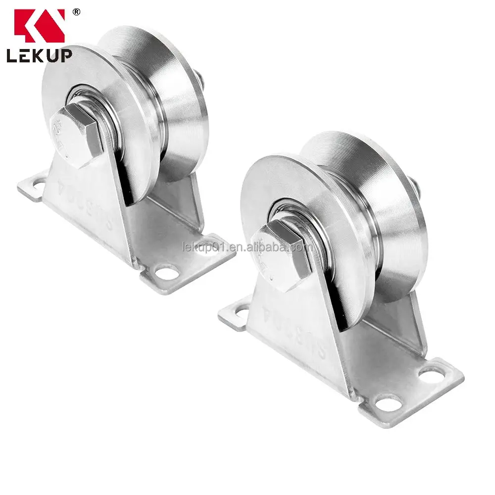 Heavy Duty Caster Wheels Sliding Gate Rollers 2 Inch V Groove Wheel Pulley 304 Stainless Steel Silent Pulley Block for Moving