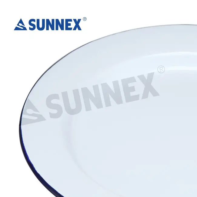 Sunnex оптовая продажа белая Круглая стальная эмалированная металлическая тарелка для супа с индивидуальным принтом обеденная кемпинга