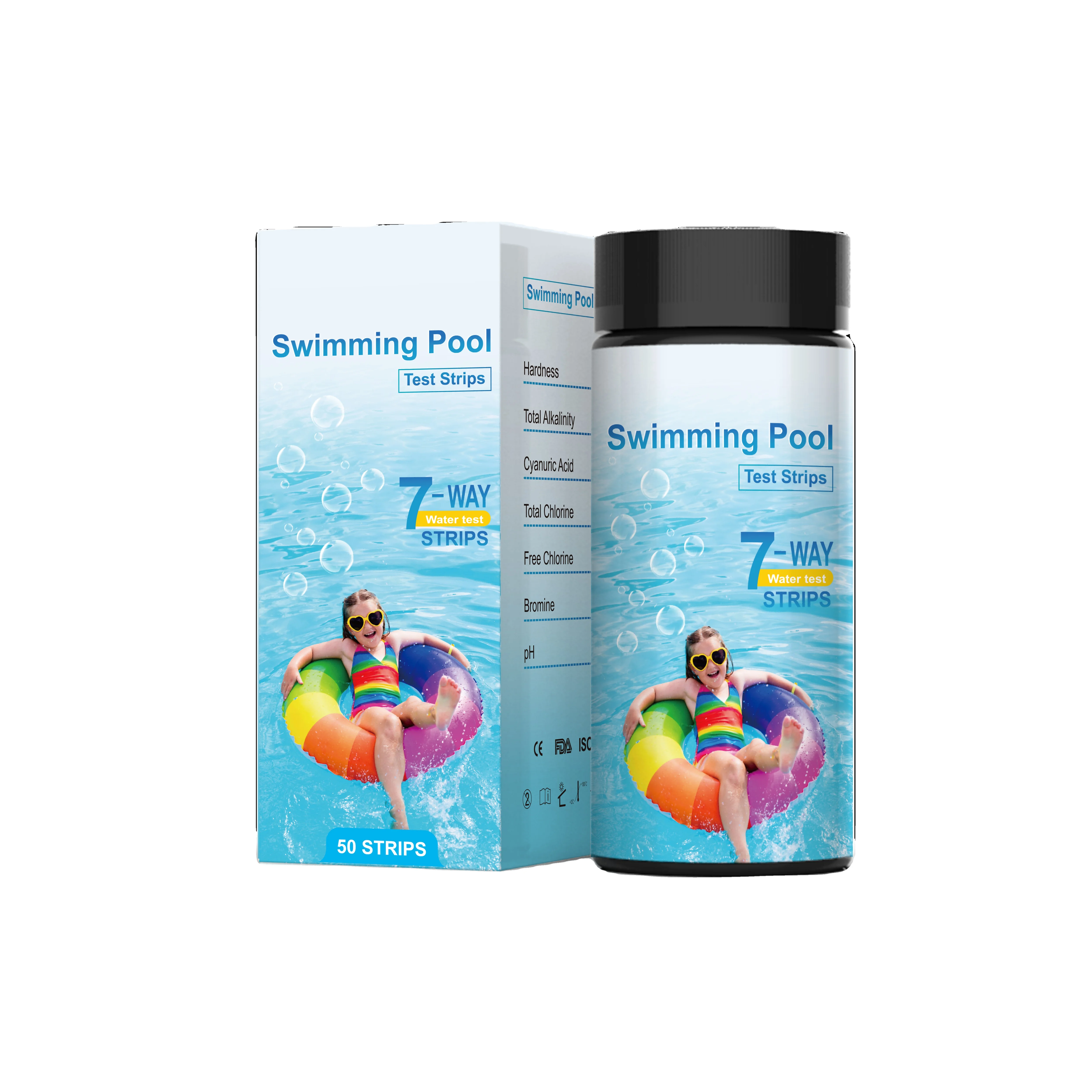 7 in 1 Swimming Pool Spa Hot Tub 50 Counts  Water test Strips Bromine Swim Pool Water test Strips