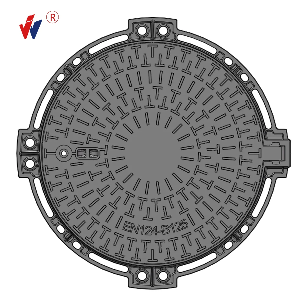 Foundry Sell EN124 C250 Sewage Cast Iron with1  hinge lock system anti theft  Valve box Manhole Cover