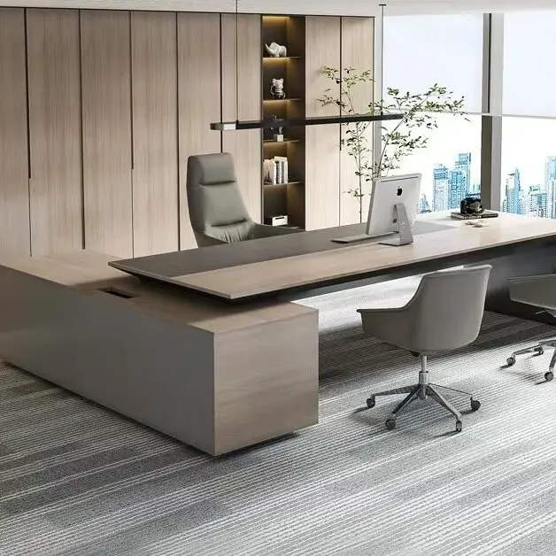 Elegant boss office desk and chair combination simple and modern CEO office furniture