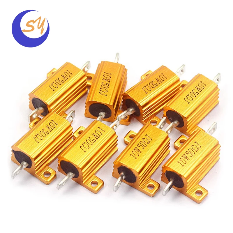 RX24-10W 8.2 10 50 120 330 680 910Ohm Golden Aluminium Housed Metal Shell Case Wire Wound Resistor Wirewound high power resistor
