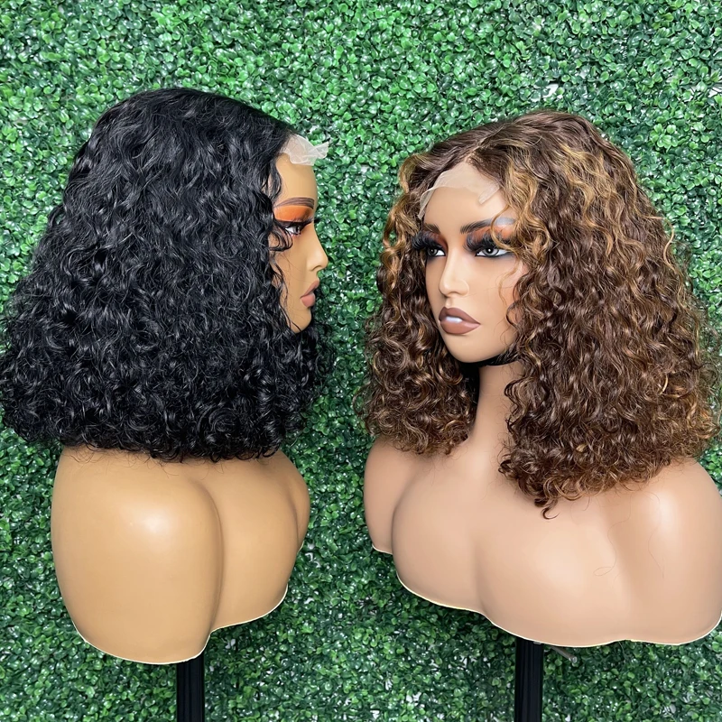 Cheap Short Curly Wigs 12A Grade Super Double Drawn Wigs for Black Women 4x4 Lace Closure Glueless Raw Brazilian Human Hair Wig
