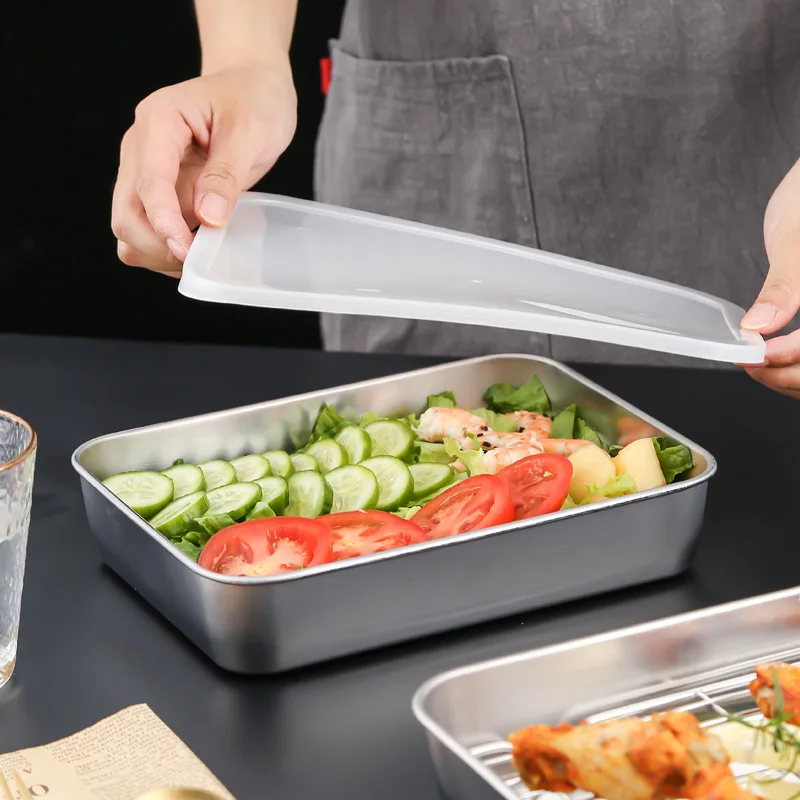 Oblong Baking Tray With Wire Rack Set Half Sheet Pan Food Grade Stainless Steel Oven Tray Mirror Finished Easy Clean for Cooking