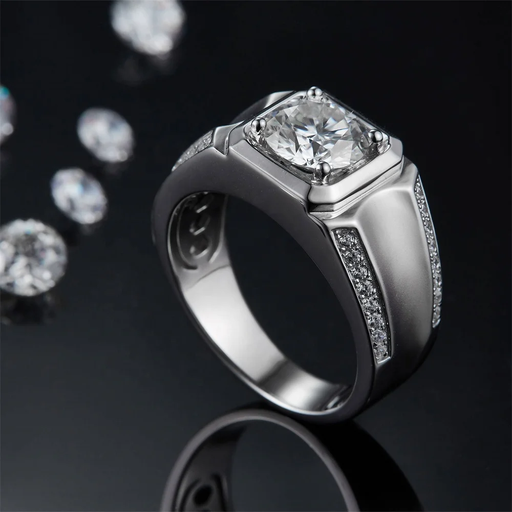 Popular luxury 2022 factory italian silver rings rings for men 925 silver moissanite ring wedding band