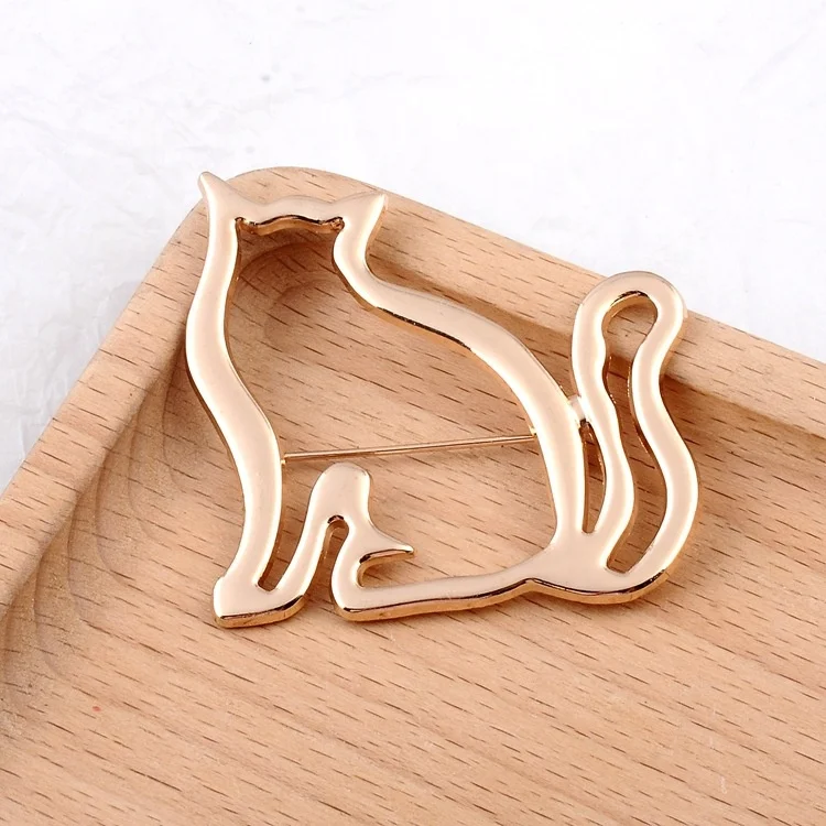 Cute Hollow Small Fat Cat Brooch For Women Personality Cardigan Shawl Buckle Decorative Simple Suit Sweater Pin Ins