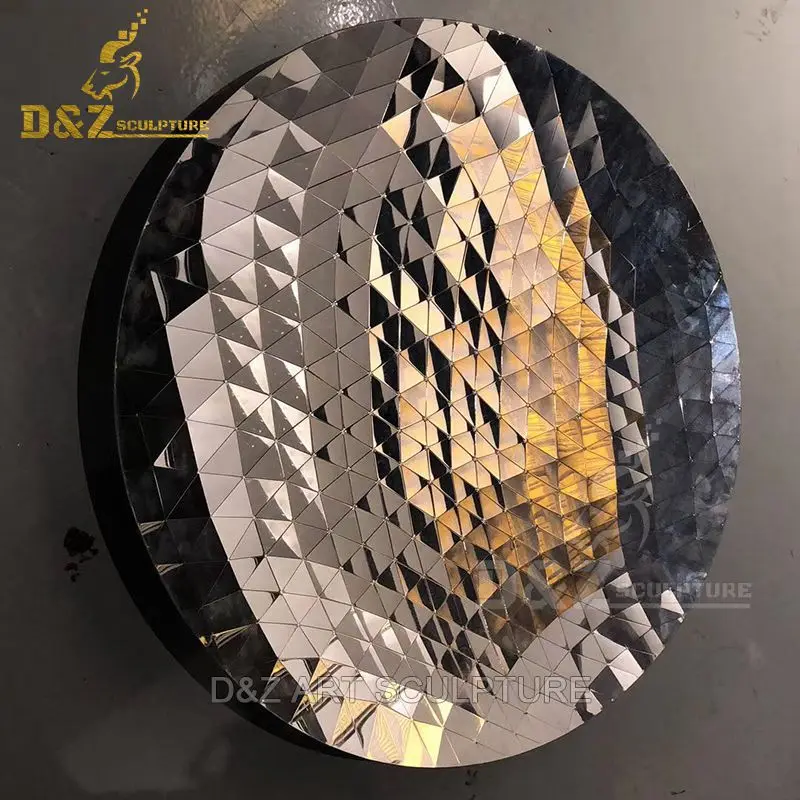 Custom Design Decor Artwork Golden Mirror Polished Stainless Steel Wall Concave Circular Sculpture For Home