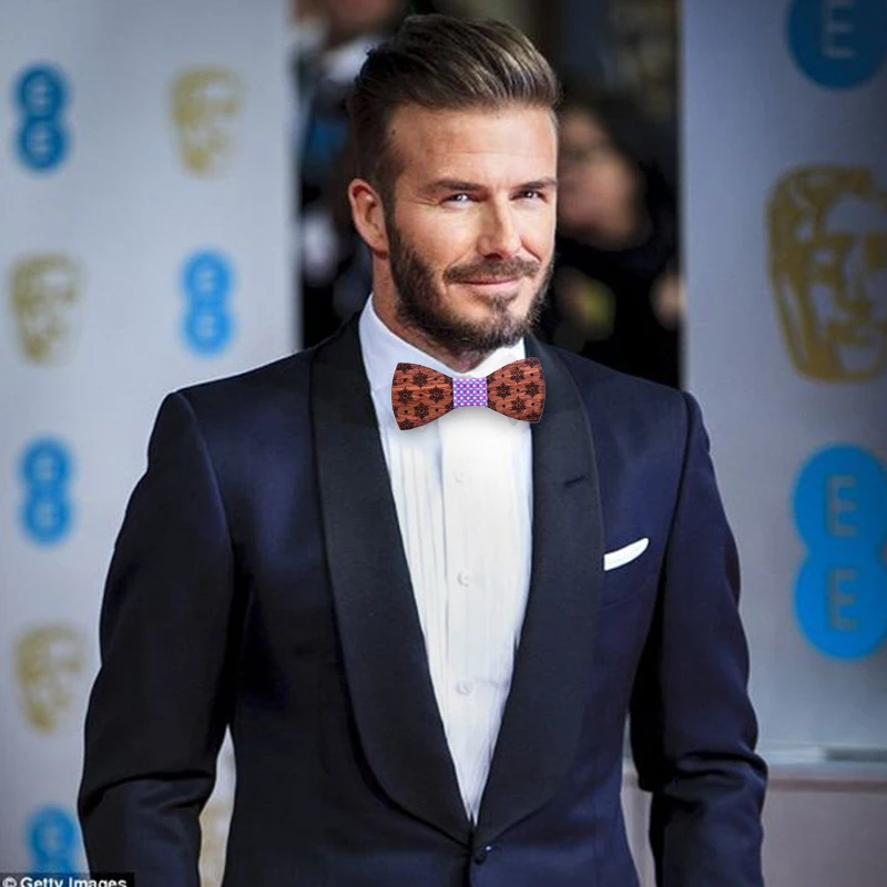 Christmas snowflake Wooden Bow tie Handkerchief Cufflinks Sets for Mens Wood Bowtie Purple Bow Tie Bowknots Cravat wood box
