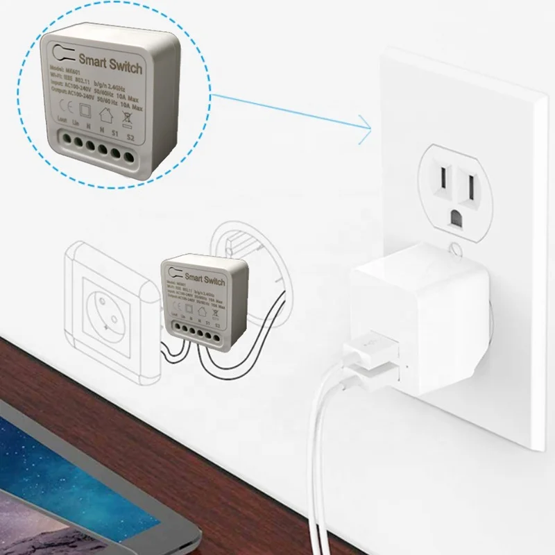 Wi-Fi DIY Мини Смарт релейный коммутационный модуль приложение Smart Life/приложение Tuya совместимый с Alexa и Google