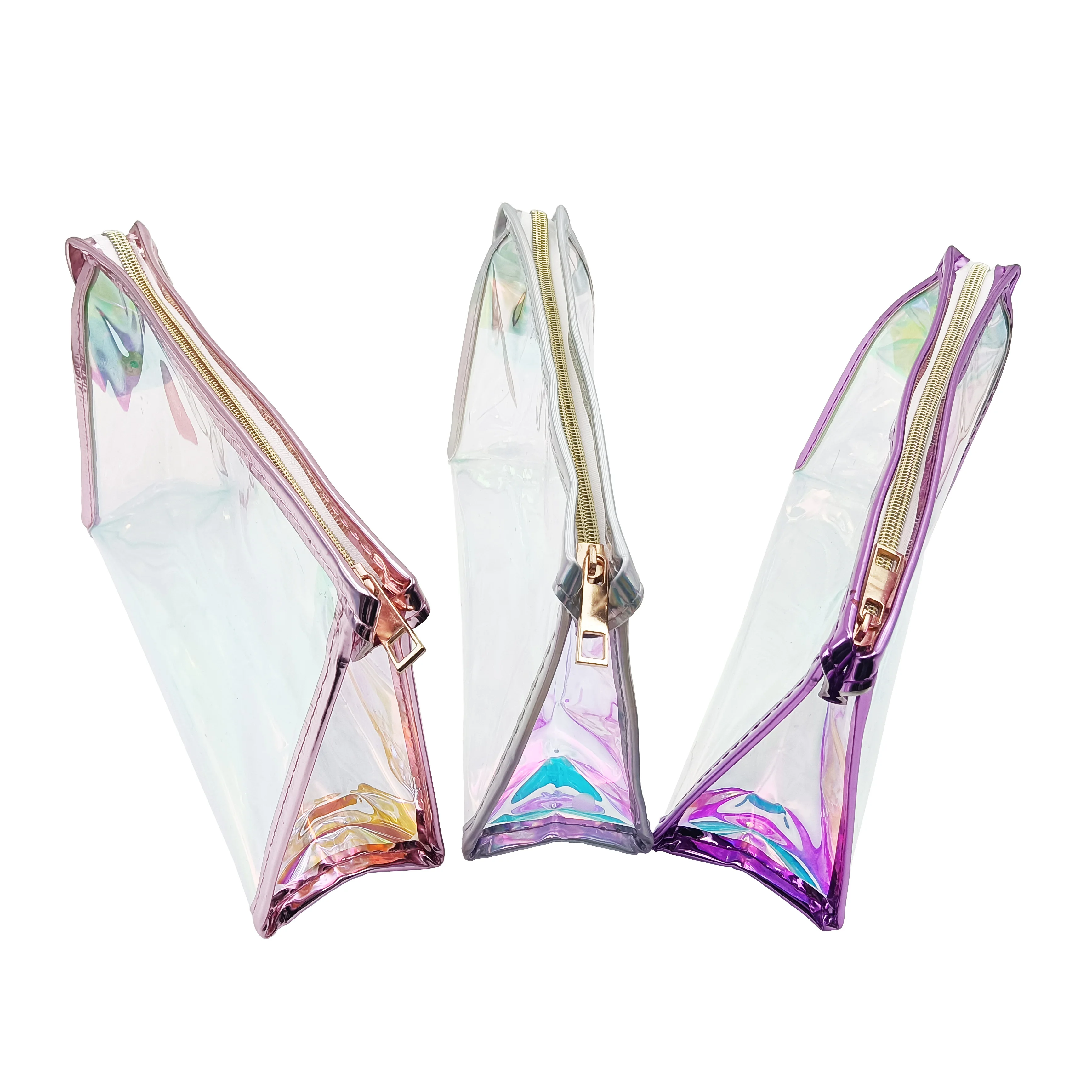 Custom Logo New Fashion Transparent Laser Cosmetic Luxury Print Clear Holographic Makeup Bag