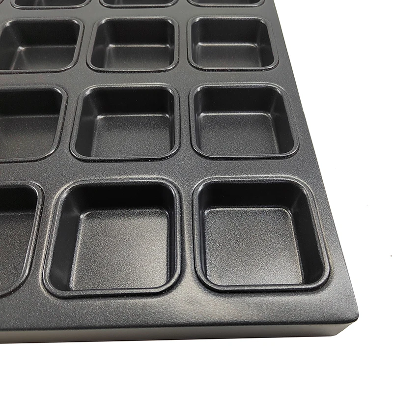 Custom 48 Cups Non Stick Aluminized Steel Square Muffin Baking Pans Mini Brownie Cake Baking Mold Trays Financier Cakes Pan