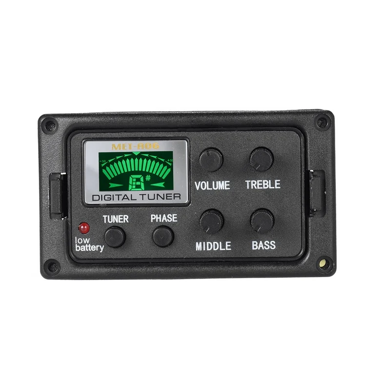 Acoustic Guitar 3-Band EQ Equalizer Tone and Volume Amplifier Preamp Piezo Pickup with Tuner Phase Function