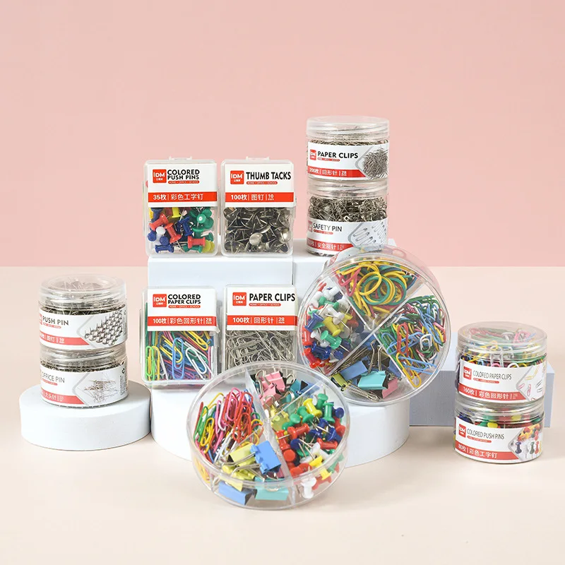 Office Wholesales Colored Paper Clips Thumb Tacks Push Safety Pin