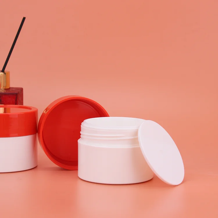 Wholesale Cosmetic Food Packaging For Pet Jars Plastic Suppliers With  Plastic White Jar Red Lid