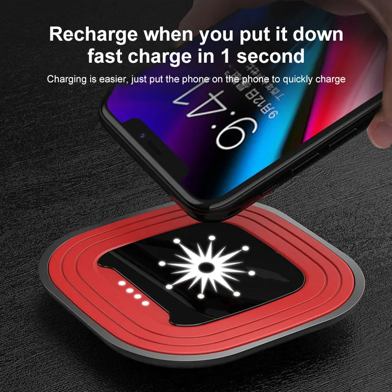 Портативное беспроводное зарядное устройство QI 10 Вт для iPhone Samsung