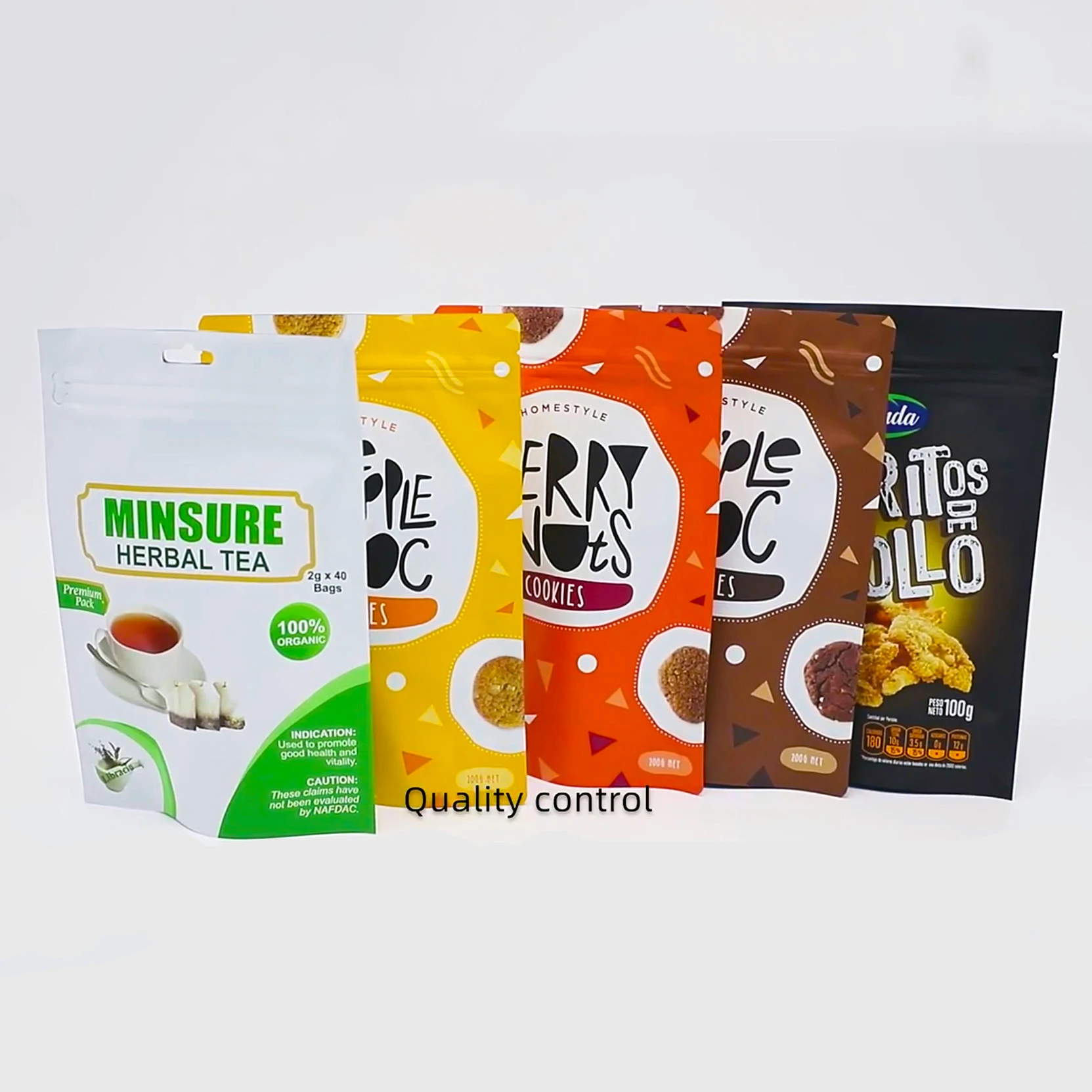 Moisture Proof Food Grade Cake Snack Powder Coffee Tea Mylar Bag Custom Printed Plastic Ziplock Standing Packaging Pouch