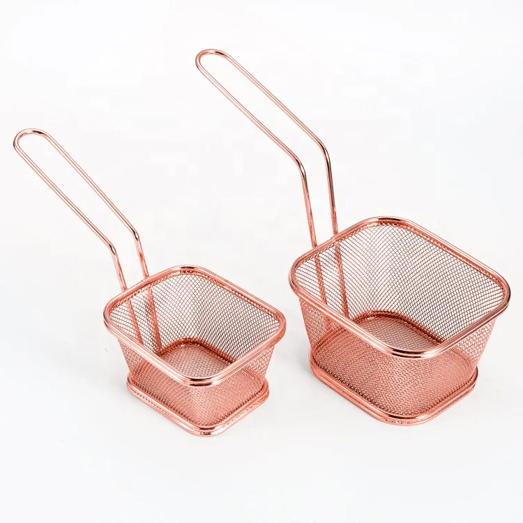Kitchen Accessories Sliver Black Color Mini Chips Fries Serving Basket French Fries Basket Frying Basket