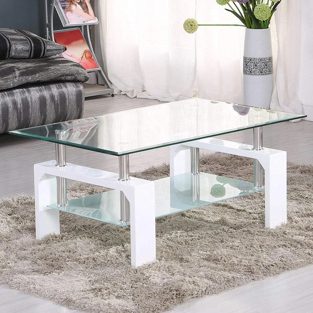 China Factory Seller home furniture nordic coffee table metal white glass center tables with cheap price