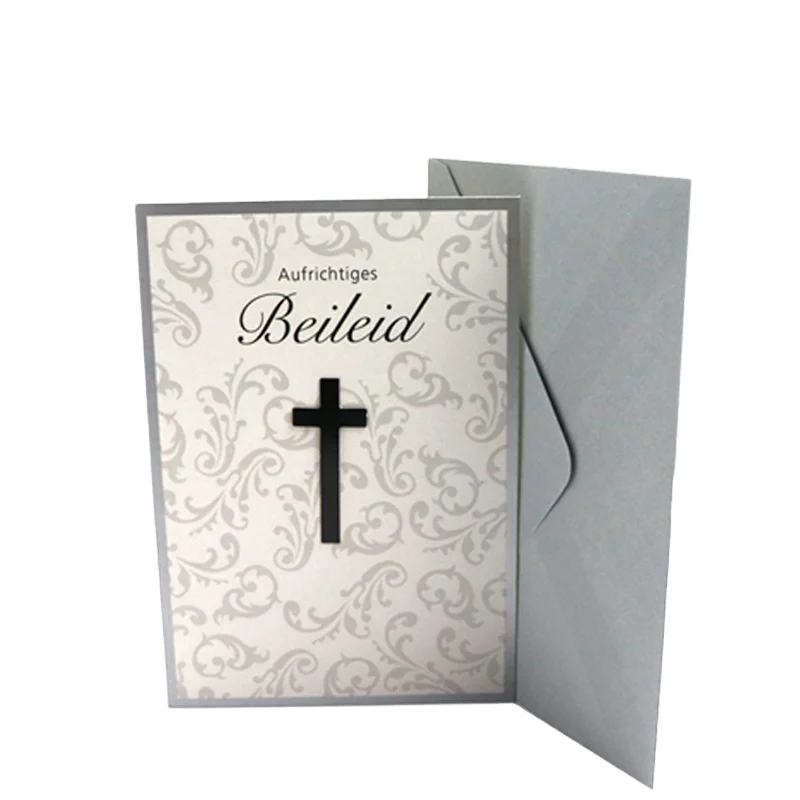OEM embossing Jesus cross funeral invitation for the dead