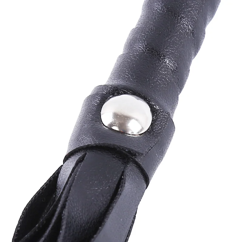 High Quality Pu Leather Hand Cuffs Queen Black Horse Riding Whip
