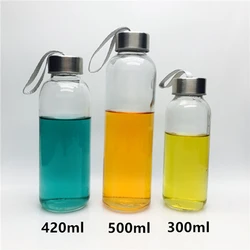 300ml Wheat Straw Double Wall Travel Cactus Glass Water Bottles