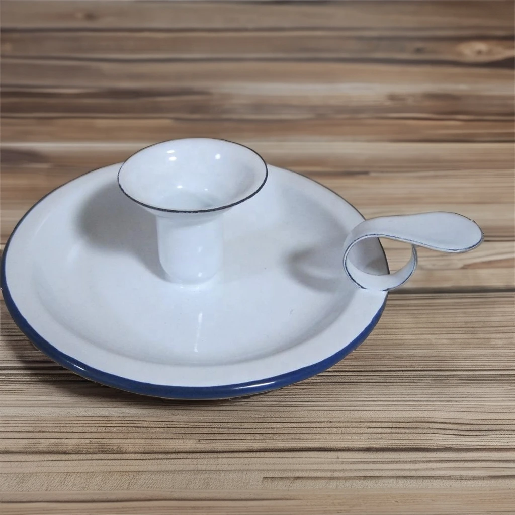 Retro Steel Inside Enamel Candle Holder Metal Candle Holder