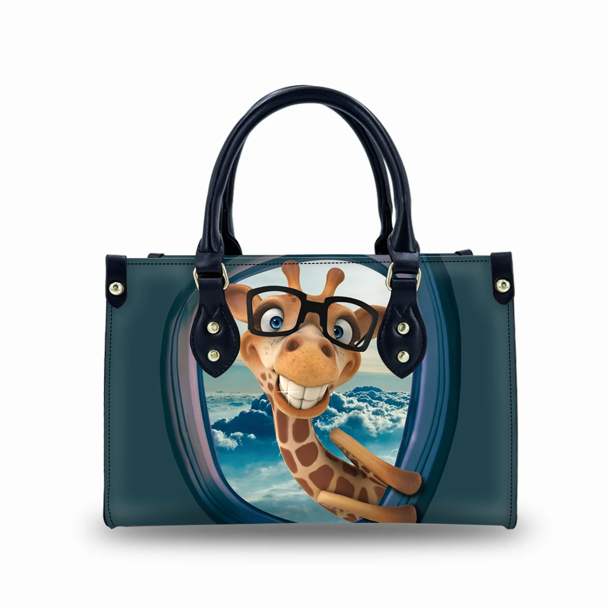 Stylish Leather Handbags Big Size Shoulder Bags with Two Handles Polyester Lining for Ladies