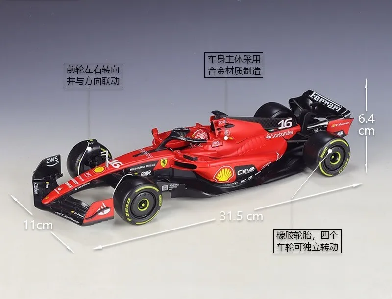 High Quality 1:18 Scale 2023 SF23#16 #55 F1 Racing Formula Car Alloy Toys Car Model With Helmet For Decoration