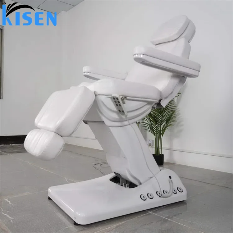 Trendy new design electric facial massage treatment table with 4 motors white eye lash bed with topper for beauty spa salon