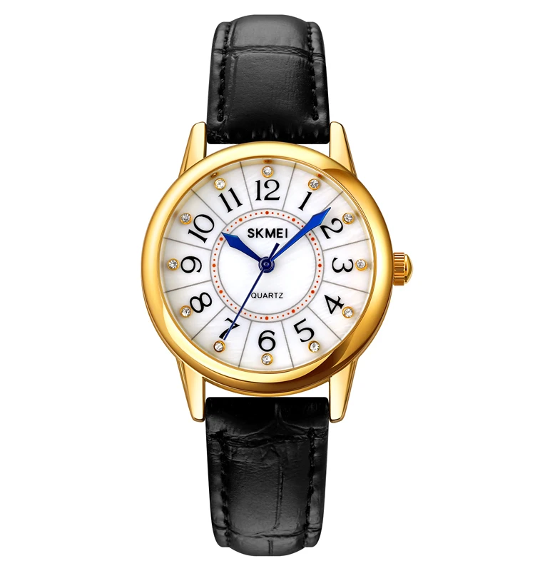 skmei 1823 New Arrival 2021 Waterproof 30m Ladies Quartz Watches Leather Strap Big Face Watch Wrist Wome
