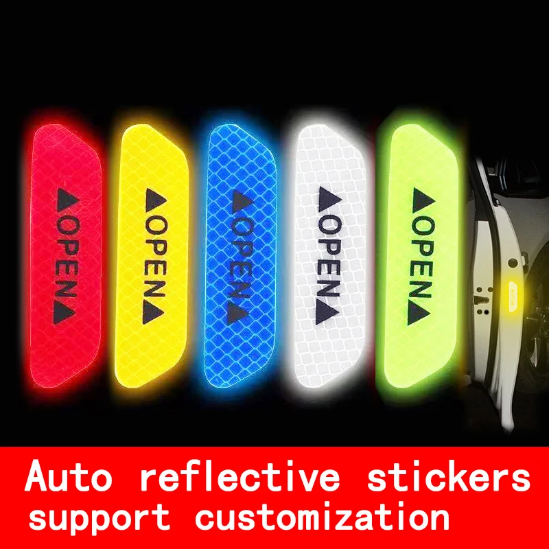 Auto door safety warning label anti-collision strip open reflective tape door warning sticker
