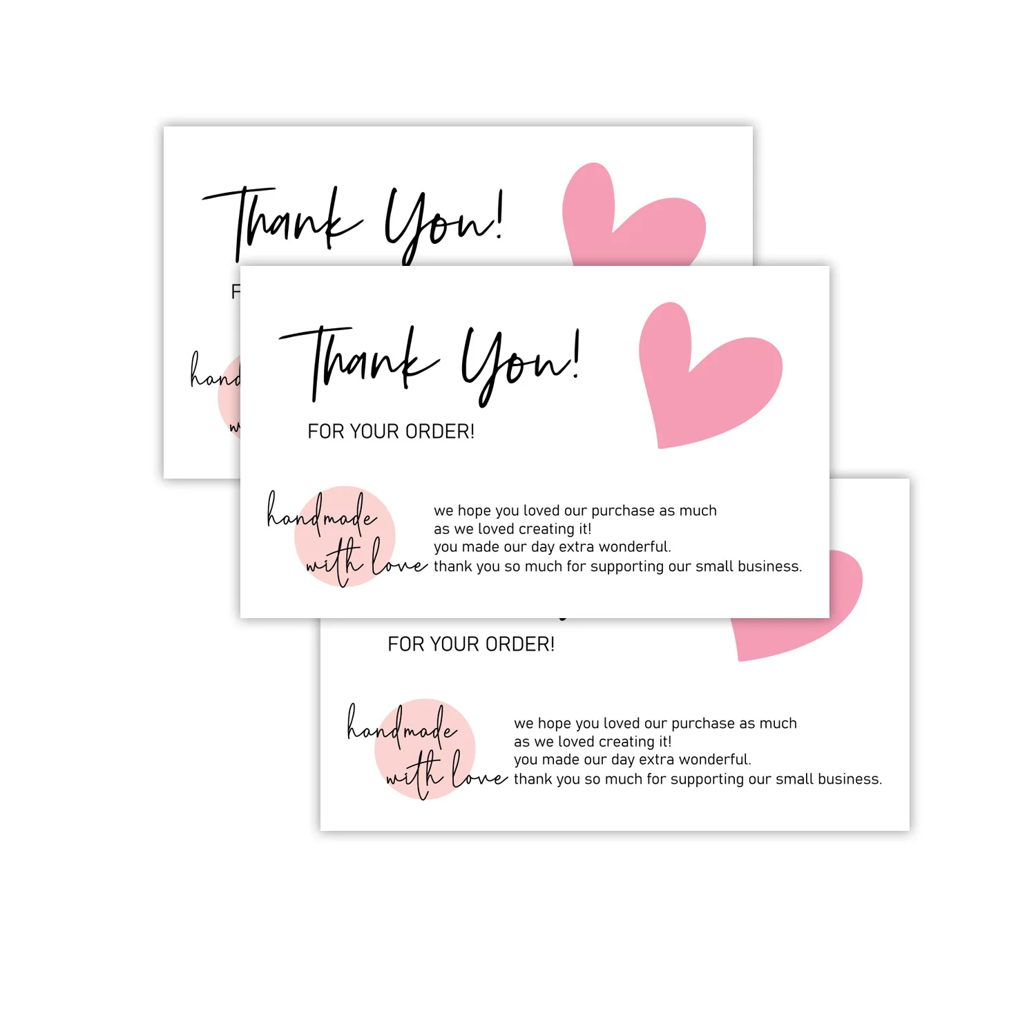 Wholesale 30pcs Pink Thank You Cards Thank You Post Card Package Insert for Purchase Order for Small Business