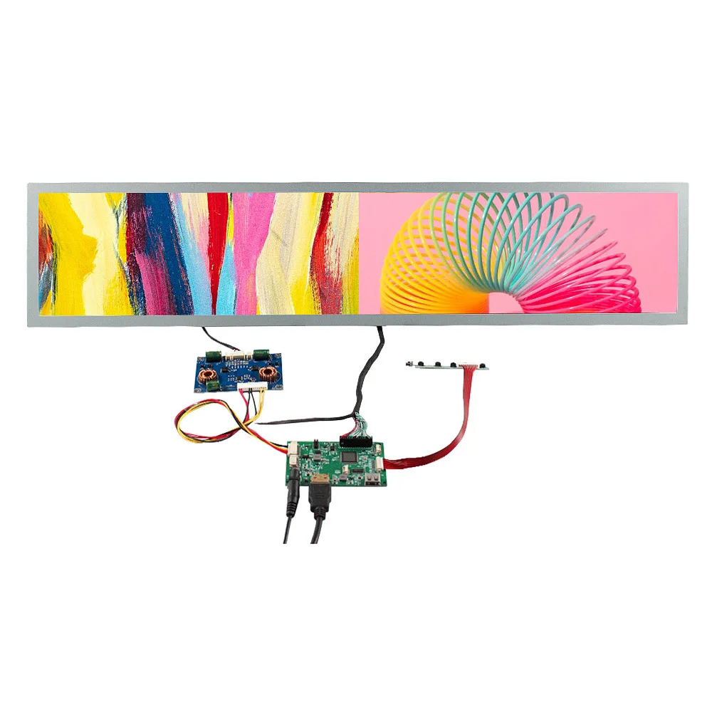 51Pin Lvds Ultrawide Lcd Digital Signage Screen Auto Playback 28Inch 1920X360 Lcd Stretched Bar Display With Hd-Mi Usb Lcd Board