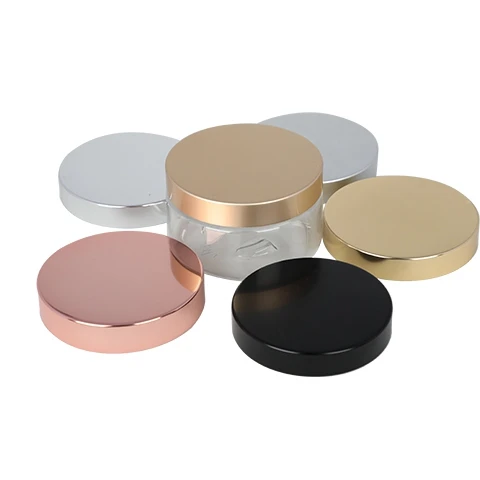 Custom Logo Cosmetic rose gold color aluminum Plastic Lid Cream Jar